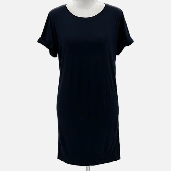 Vince Cotton & Modal Short Cuffed Sleeve T Shirt Dress in Navy - Size XS - Picture 1 of 7